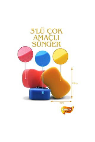 Yumuşak Oto Yıkama Süngeri Araç Yıkama Süngeri Araba Yıkama Süngeri Renkli Çok Amaçlı Sünger 3 Adet