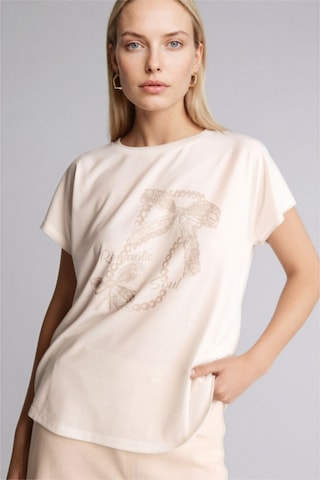 Defacto Baskılı Ekru Kadın T-shirt H2449ax/er105