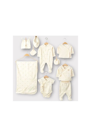 Altıntaş Baby Yenidoğan Hastane Çıkışı %100 Organik Natural 10 Parça Takım Set Bej Bej