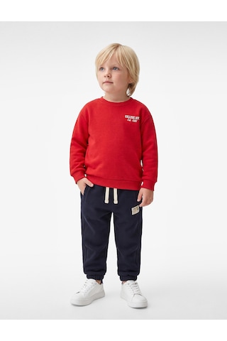 Koton Pamuklu Uzun Kollu Bisiklet Yaka Baskılı Sweatshirt Kırmızı 7wmb10059tk