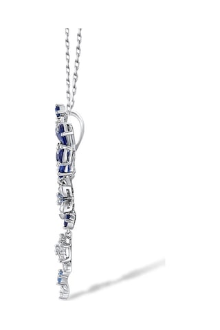 Brezza Lusso Jewelry Safir Taşlı Pırlanta Model Çiçek Demeti Kadın Gümüş Kolye 45 CM 45 CM