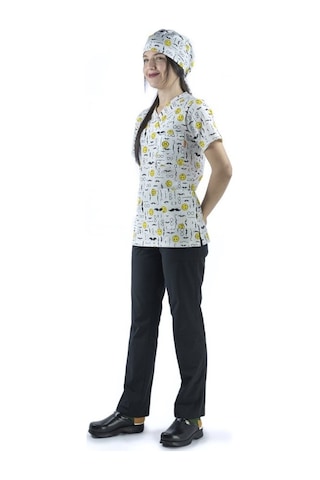Zarf Yaka Desenli Üst - 4106 Emoji-6405
