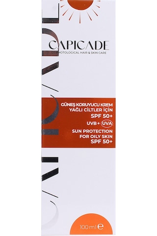 Capicade SPF 50+ Yağlı Ciltler İçin Güneş Koruyucu Krem 100 ML