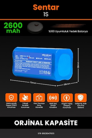 Sentar Mop 1s Uyumlu Robot Süpürge Bataryası 2600mah