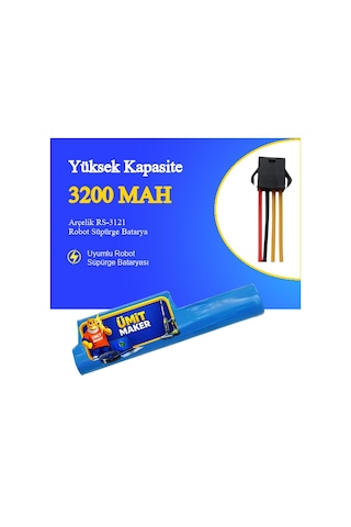 Arçelik Rs-3121 Robot Süpürge 3200 Mah 14.4 V Batarya Uyumlu Uzun Ömürlü, Yüksek Performans Pil