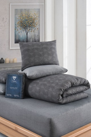 Veramoni Soft Dreams Line Çift Kişilik Pamuklu Desenli Nevresim Takımı - Antrasit