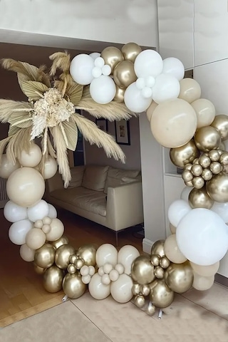 Beysüs Balon Zinciri Seti 67 Parça Soft Renkler Gold Krom Deniz Kumu Mat Beyaz Zincir Ve Balon Bandı Karışık