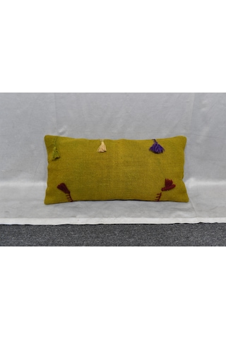 Zehra Abla Halı Yeni El Dokuma Dekoratif Lumbar Kilim Kırlent Yastık Kılıfı 6858 Çok Renkli