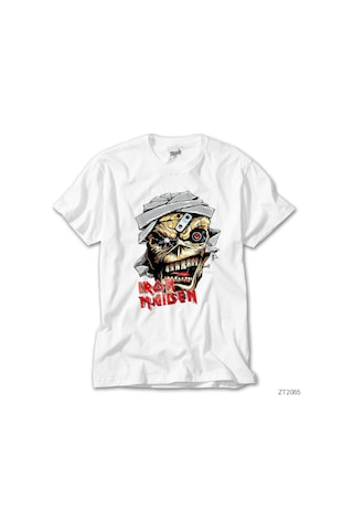 Iron Maiden Skull Cartoon Beyaz Tişört Beyaz
