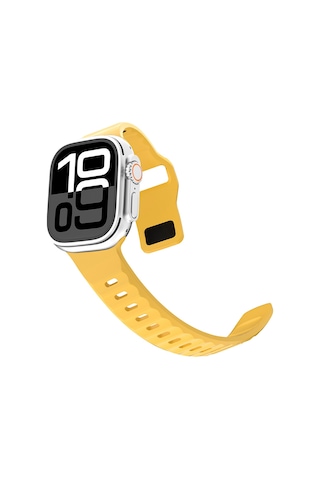 Watch 7 45mm Kordon Kordon Çift Renk Özel Tasarım Krd-160 Silikon Strap Kayış Sarı