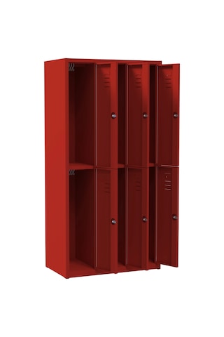 Metal Soyunma Dolabı 6 Kişilik İşçi Soyunma Dolabı Kırmızı