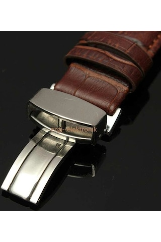 Bizon Deri Saat Kayışı 20Mm Spor Kahverengi Klipsli Saat Kordonu (305768342)