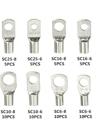60 Adet Skp Sıkmalı Kablo Pabucu 6-25mm 8 Çeşit Şeffaf Çantada
