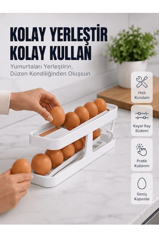 Shnstore Yumurta Düzenleyici Organizer Buzdolabı İçin Yer Tasarruflu Saklama Rafı Shntknd0720 Çok Renkli