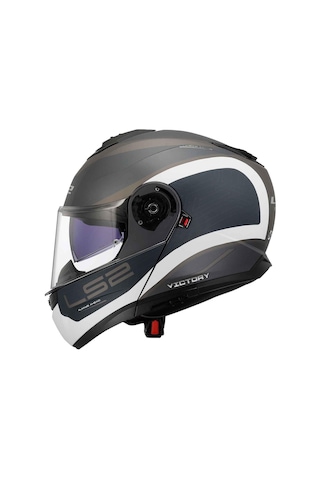 Ls2 Strobe 2 Victory Çene Açılır Kask Mat Gri - Mavi - Kum