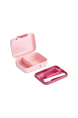6 Bölmeli Yemek Saklama Kabı Çatal, Kaşık Ve Bıçaklı Beslenme Kutusu, Lunch Box Diyet, Pembe Desenli