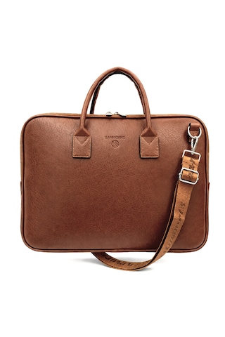 Sanmorris Unisex 15.6 İnç Uyumlu Suni Deri Darbe Korumalı Laptop Ve Evrak Çantası 1446 Kahverengi - Taba