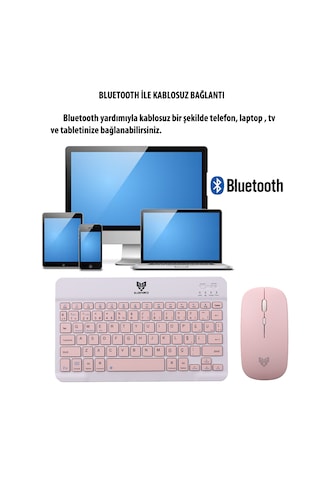 Blueforce Km-33 Wireless Bluetooth Kablosuz Klavye Mouse Set Pemb