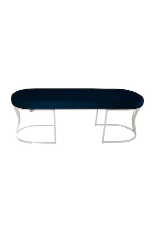 Viego Silver Smooth- Mavi Kapitoneli Model Puf & Bench & Koltuk- Oturak-uzun Makyaj Puff-yatak Odası Ucu &önü