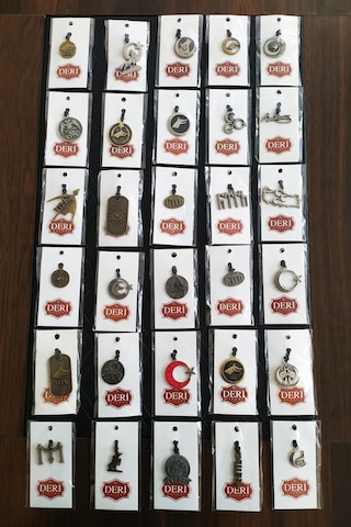 Ay Yıldız Baskılı Deri Bileklik Modelimiz - Zamak Kolye Çok Renkli