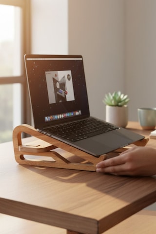 Ahşap Dekoratif Laptop Standı Ergonomik Düzenleyici Organizer