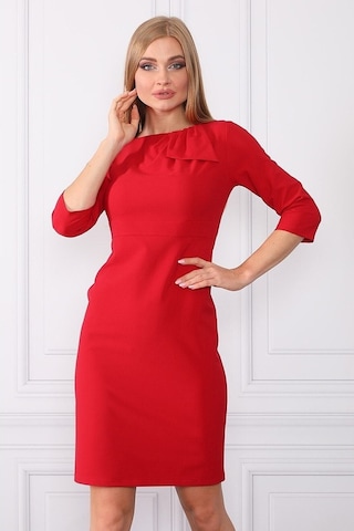 E.T.'S Element'S Yaka Detaylı Klasik Elbise Kırmızı