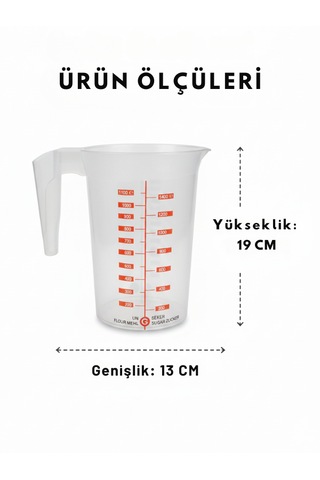 1.75 Litre Dereceli Ölçü Kabı - 4 Farklı Ölçüm Birimli Çok Amaçlı Mutfak Kabı - Şeffaf