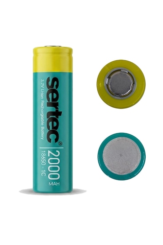 4 Adet-sertec 18650 Şarjlı Pil 2000mah Fener Pili 3.7v Li-ion Başlıksız Düz Kafa 4lü