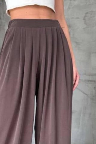 Feela Moda Premium Modal Kumaş Pileli Şalvar Kadın Pantolon 2012 Vizon