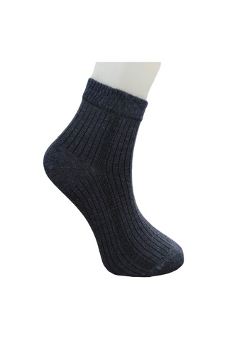 Erkek Dikişsiz 12 Çift Derby Desen Penye Orta Konç Çorap Krem