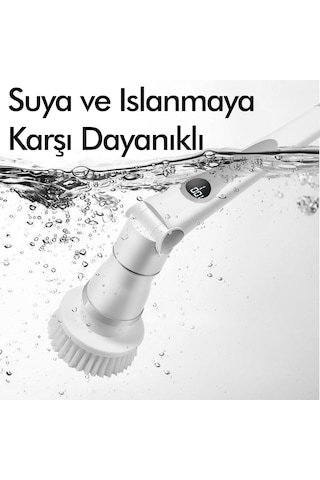 Kablosuz Şarjlı Temizlik Fırçası 8 Başlıklı 3 Kademe Hız Ayarlı Teleskopik Çok Amaçlı Ev Cihazı
