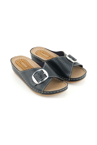 Gezer Kadın Yazlık Masaj Taban Tek Toka Ayarlanabilir Yüksek Topuk Günlük Terlik Siyah-bej Siyah - Bej