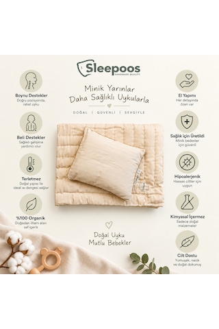 Sleepoos Pamuk Bebek Yastık ve Yorgan Takımı