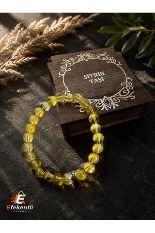 Sitrin Taşı Bileklik Ahşap Kutulu Çok Renkli