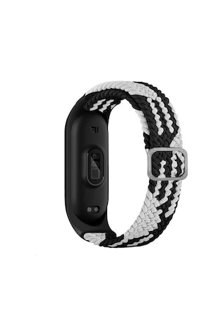 Xiaomi Mi Band 3 Uyumlu Krd-49 Örgü Mkst Kordon-siyah-beyaz