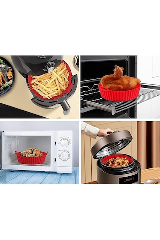 İndecor Houseware Airfryer Silikon Pişirme Kalıbı Hava Fritözü Kalıbı Air Fryer Aksesuar Pişirme Kağıdı Kırmızı Diğer