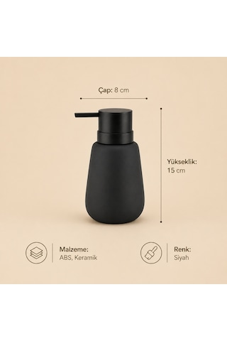 The Voguemaxima Sıvı Sabunluk Siyah Abs Seramik 8x15 Cm
