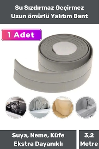 İzolasyon Bant Su Geçirmez Sızdırmaz Dayanıklı Pvc Yağ Kenar Küf Önleyici 3.2m Gri
