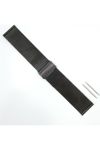 Hasır Kol Saat Kordonu Siyah Çelik Çift Kilit 24 Mm Ø1,90 Mm
