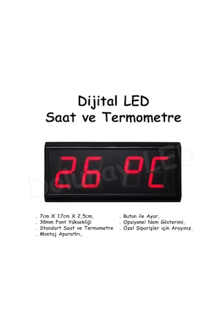 Dijital Led Saat Termometre 38Mm Çok Renkli