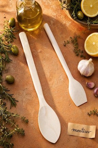 Doğal Şimşir Ağacı Ahşap Tahta Kaşık Spatula Seti Ağaç Kaşık 2li Set Şmş-002 Ahşap