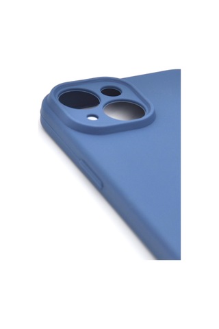 Apple Uyumlu iPhone 13 Düz Renk Esnek Yumuşak Silikon Kılıf Rubber İndigo Mavi