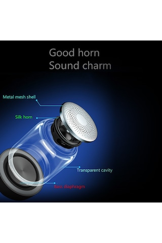 Jeemson C7 Bluetooth Hoparlör, Taşınabilir Subwoofer, Renkli Led Işıklar, 1000mah Pil, 360 Ses, Bt 5.0, Tf Kart Desteği - İyileştirilmiş Sürüm, İnci Beyazı