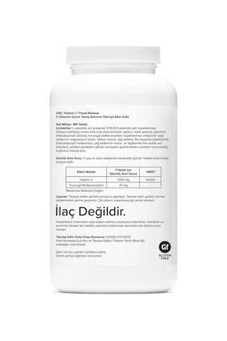Gnc Vitamin C Timed Release 180 Tablet