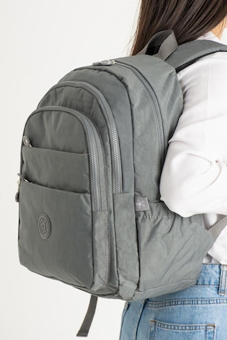 Unisex Okul Çantası Klinkır Kumaş Sırt Çantası Çok Cepli Hafif Yağmur Geçirmez 42 30 Cm Gri