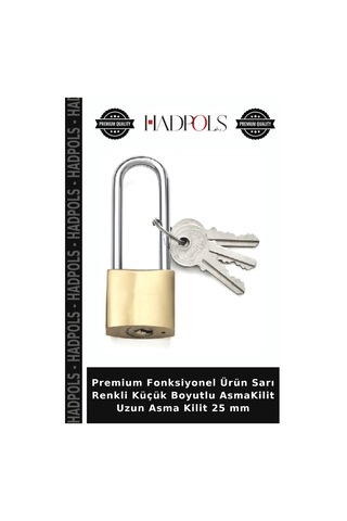 Premium Fonksiyonel Ürün Sarı Renkli Küçük Boyutlu Asmakilit Uzun Asma Kilit 25 Mm