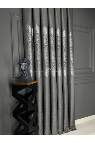 Fon Perde Pano Fonluk Nilo Desen - Antrasit-gri Çok Renkli