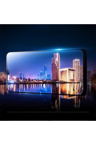 Samsung Uyumlu Galaxy A20S Zore Kenarları Kırılmaya Dayanıklı Cam Ekran Siyah