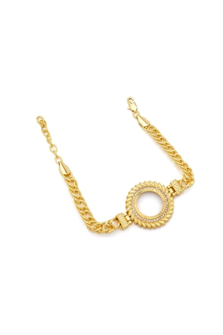 Altın Kaplama İmitasyon Zirkon Taşlı Arpa Modeli Çeyrek Çerçeve Bileklik Blk-1162 Altın