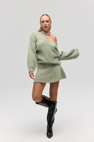 Mai Collection Mai Studios Co. Nordis Volanlı Yeşil Triko Mini Etek Yeşil